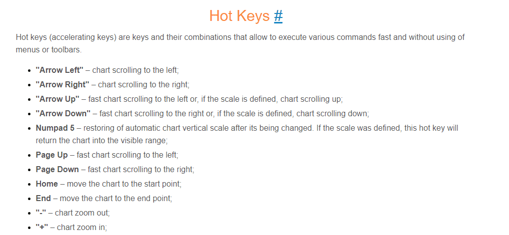 MT4 Hotkeys